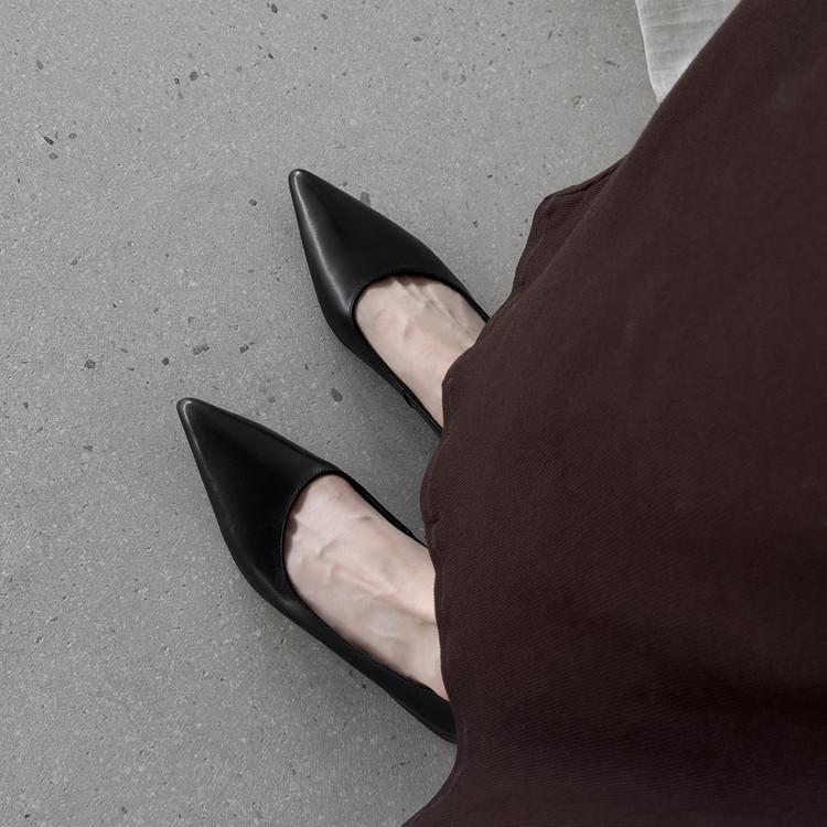 2025 spring and autumn new fashion versatile simple high heels women's French pointed temperament single shoes shallow mouth work