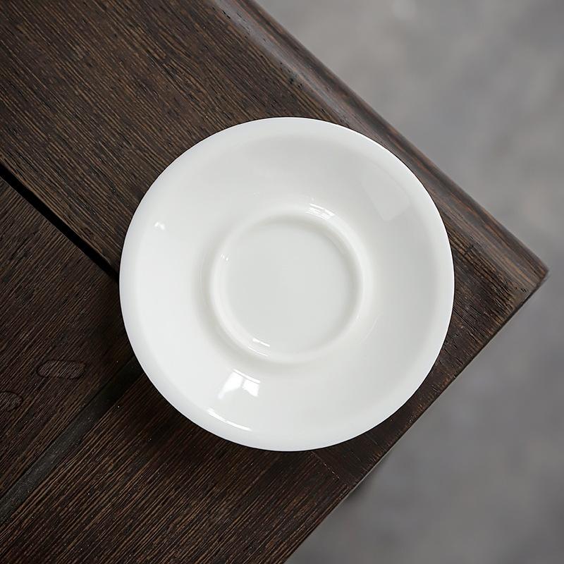 Chiyo, Suet Jade White Porcelain Tea Cup Holder, Coaster Ceramic Kung Fu Tea Set, Tea Ceremony Anti-scalding and Heat Insulation Mat