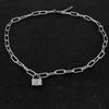 Stainless steel chain necklace with titanium steel lock pendant - hip hop punk style accessory
