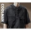Men's T-shirt Short-sleeved Fermented Nostalgic Washing Polo Shirt High-end Loose Trendy Brand Round-neck Washing Old