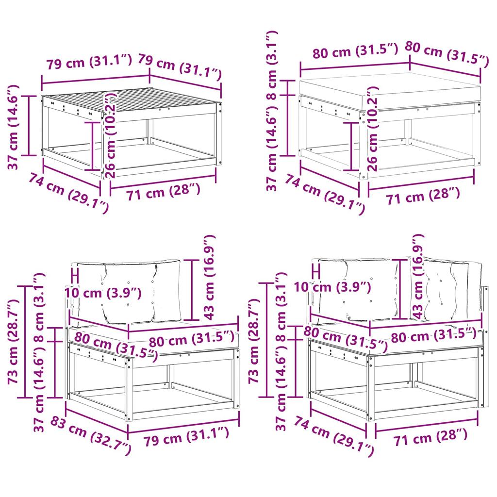 Outdoor Sofa Set 7 pcs White and Beige