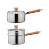 ZISIZ Stainless Steel Milk Pot with Wooden Handle