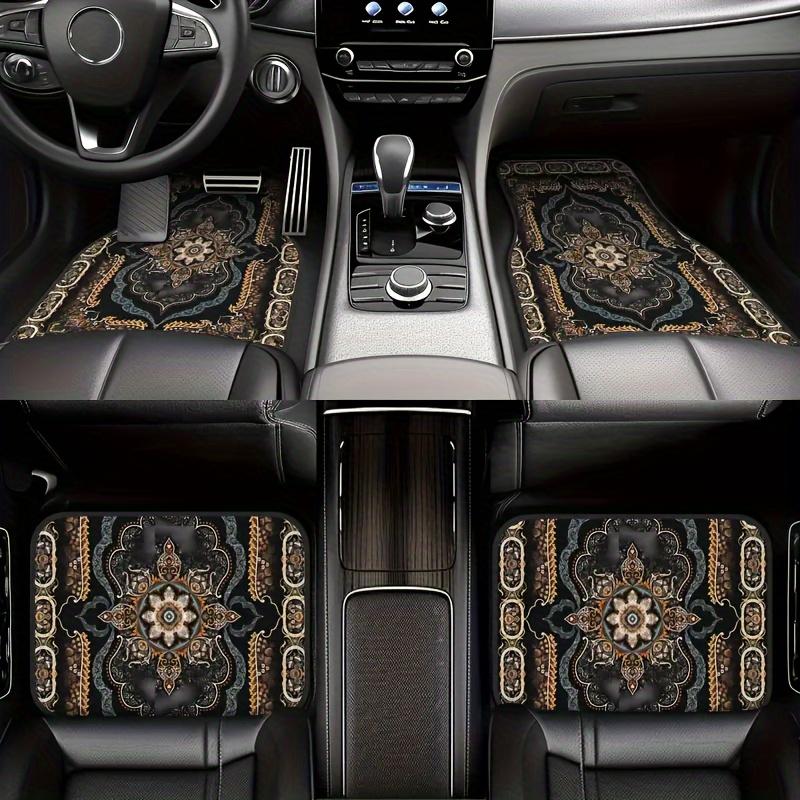 Vintage Nordischer Stil Autokonturmatten 4-teiliges Set - Schmutzabweisender Polyesterteppich Rutschfeste Automatte für Limousine/SUV