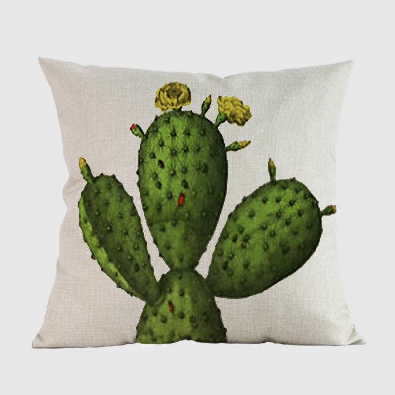 18" Square Home Decorative Cactus Throw Pillow Case Hand Painting Potted Plants Tropical Cactus Sofa Cushion Cover Cojines