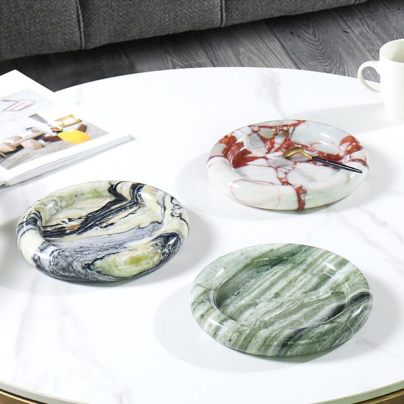 Natural Marble Round Fruit Plate Tray Creative Home Living Room Dried Fruit Snack Plate