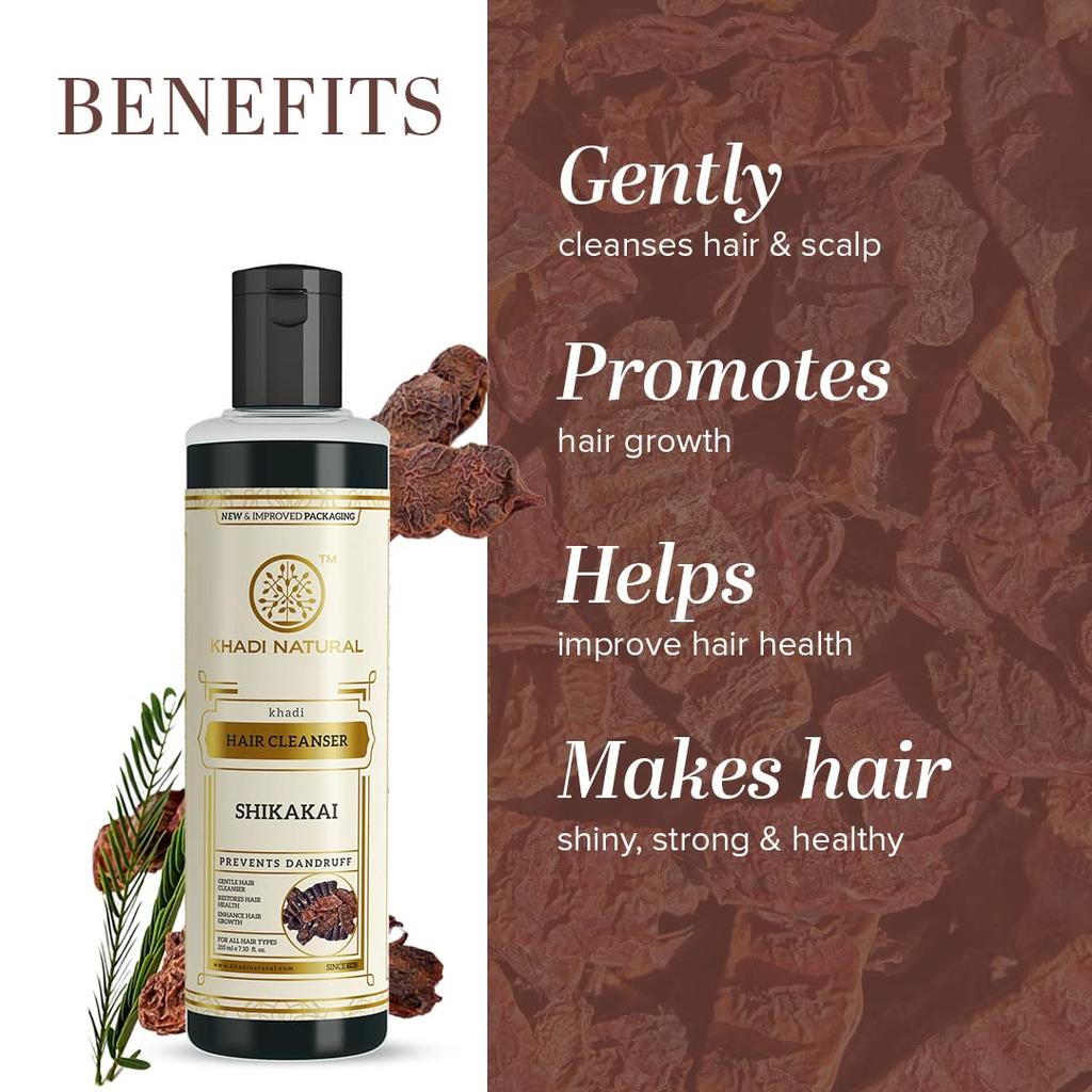 Khadi Natural Shikakai Shampoo 210ml Pack of 1 | Natural Hair Cleanser for All Hair Types