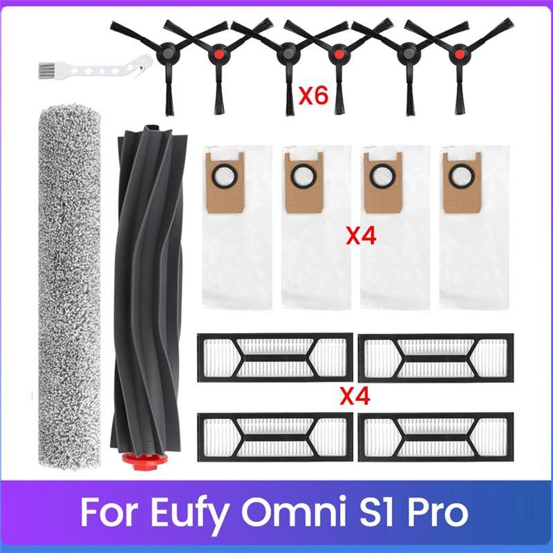 A20F-17PCS For Eufy Omni S1 Pro Robot Vacuum Replacement Parts Main Brush Side Brush Washable Filter Dust Bag Rolling Mop