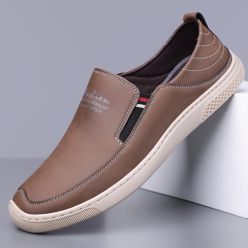 Men Leather Shoes Breathable Business Summer Slip On Loafers Man Casual Black Flats Driving Walking Shoes Moccasins