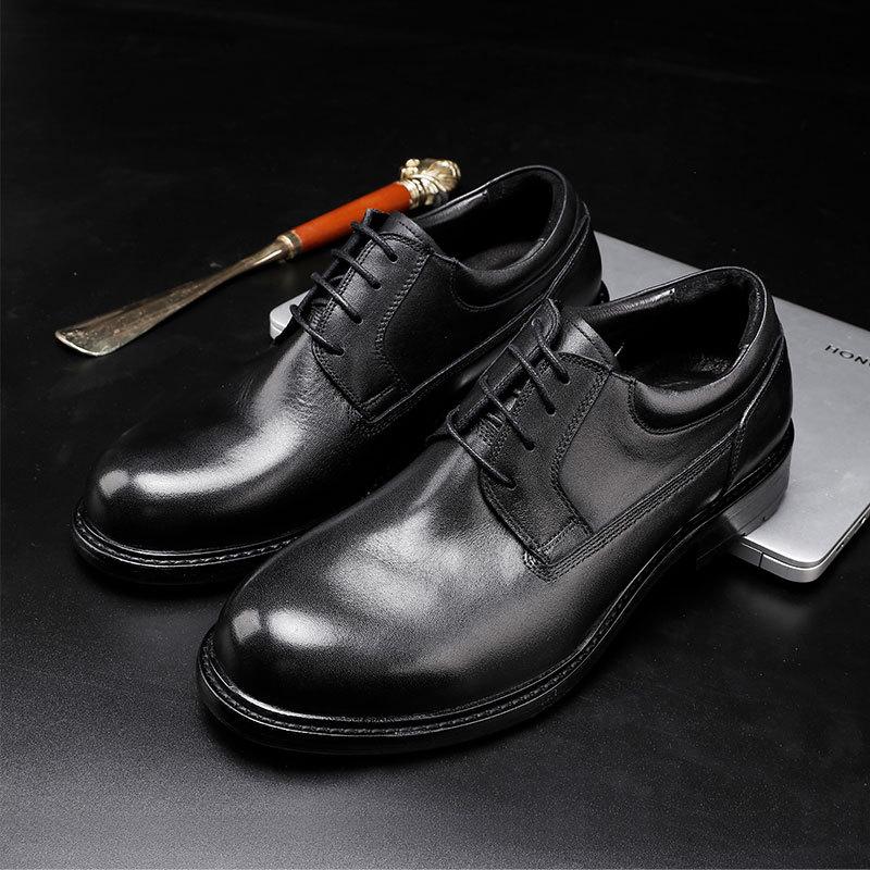 Elite Must Choose/British Casual Leather Shoes Retro Handmade Leather Outsole Shoes Black Wedding Shoes Business Dress Men'S Shoes