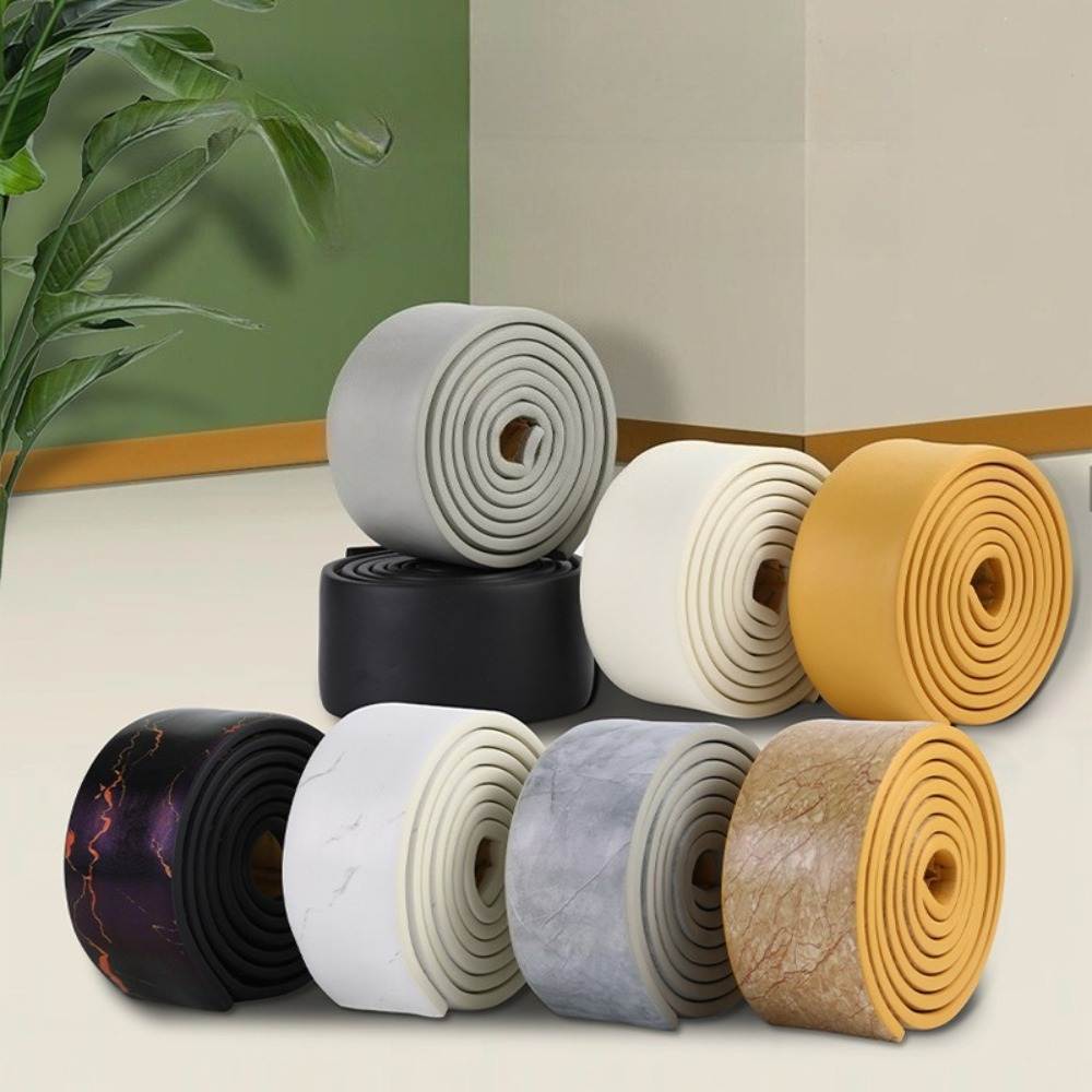 Thick Self-Adhesive Marble PVC Wall Baseboard Skirting Board NBR Foam Corner Protector Kickboard Trim for Floor & Wall Edge