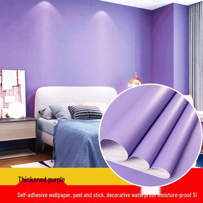 Self-Adhesive Waterproof PVC Wall Mural - Solid Color, Thickened Wallpaper/Sticker for Dorms (White/Black)