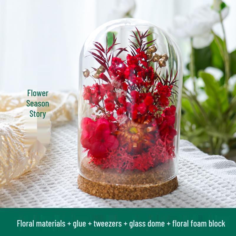 Preserved Flower Glass Dome DIY Kit for Handmade Decoration and Gifts