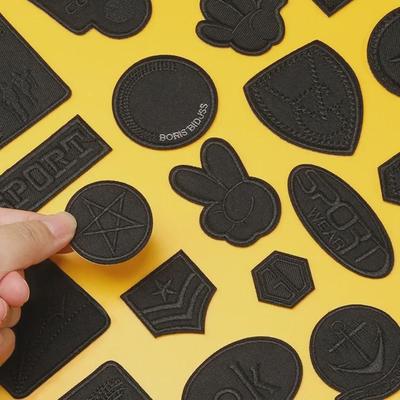 Black Self-Adhesive No-Sew Embroidery Patch for Seamless Repair of Down Jackets