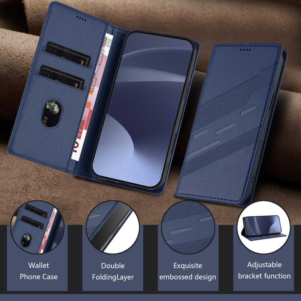 (Dark Blue) For Motorola Edge 60 Pro 5G Phone Cases Punk Style Imprinted Wallet Stand Leather Cover