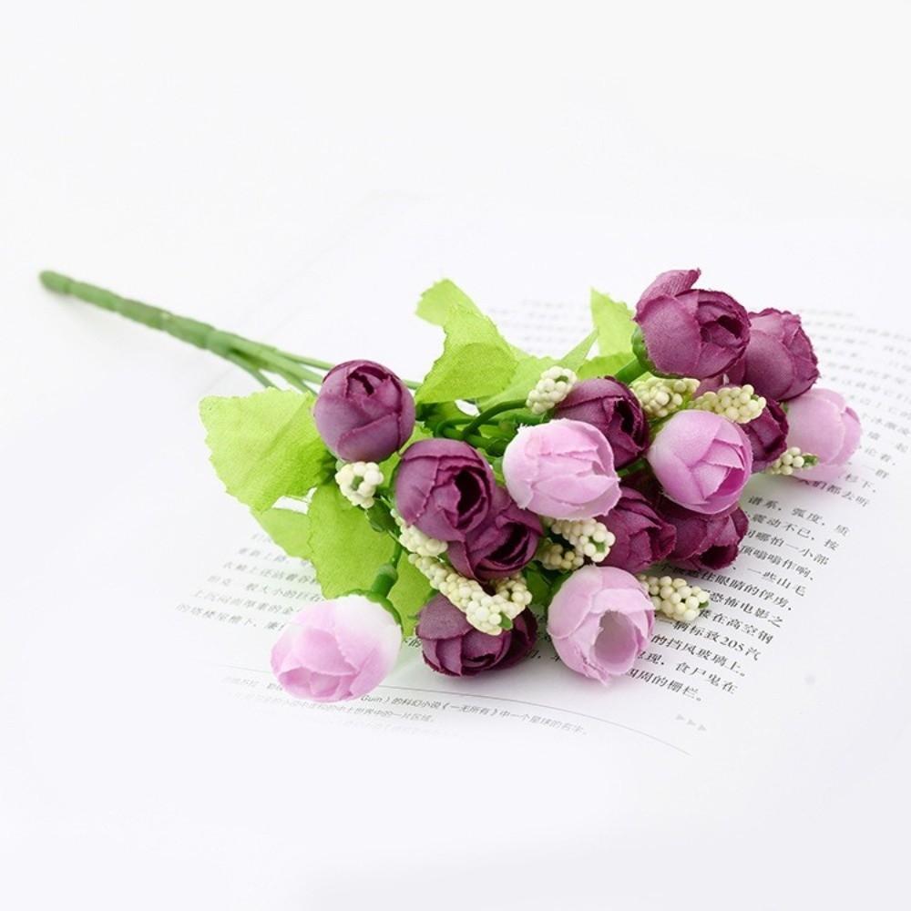 Creative 15 Heads Rose Artificial Flowers Simulation with Stems Faux Roses Flower Bouquets Bouquet Photo Props