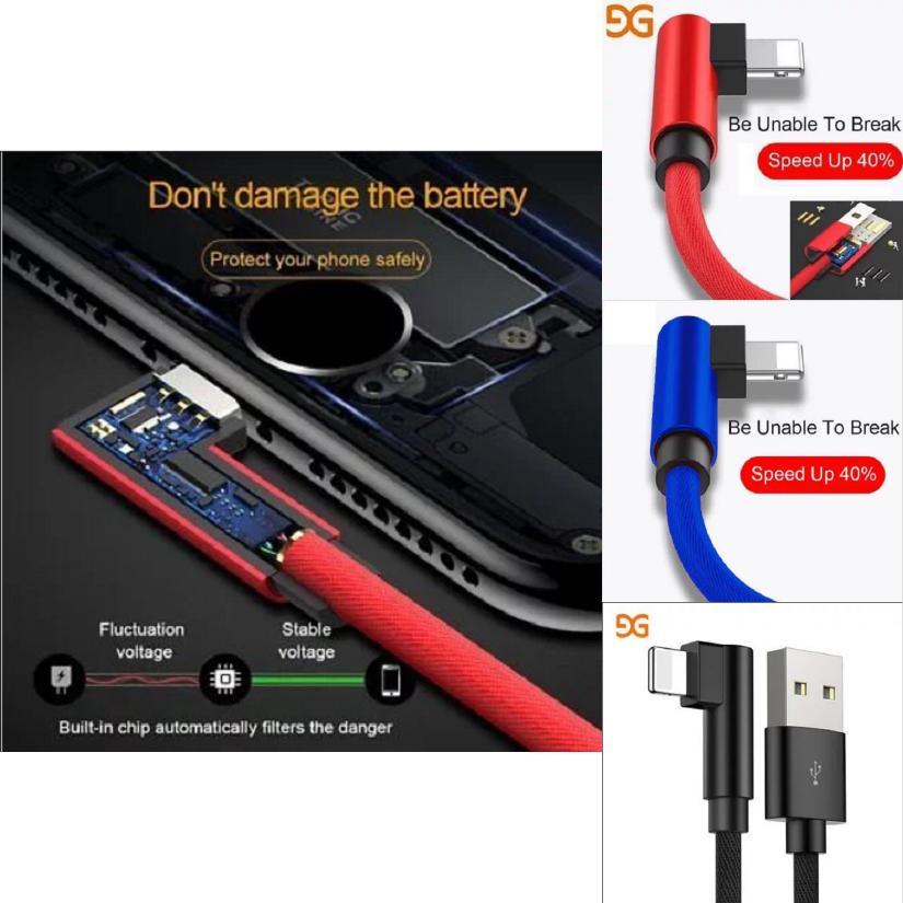 Degree Pin 90 Usb Cable For Iphone Huawei Fast Charging Cable