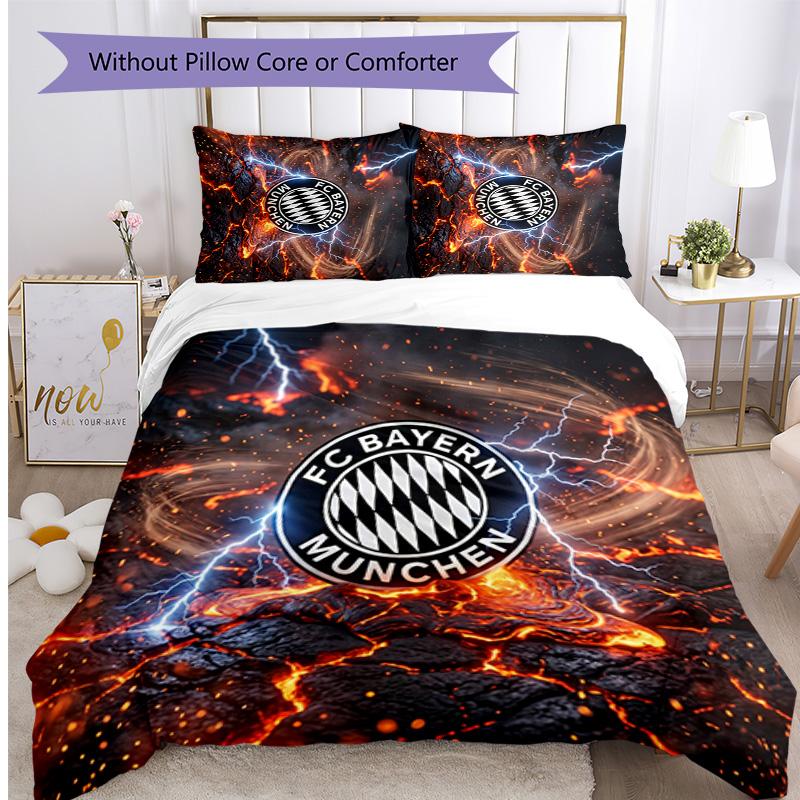Bayern Munich Pattern Printed 3PCS Bedding Set Soft Skin-Friendly Washable Duvet Cover & Pillowcases Set All Season Bedroom