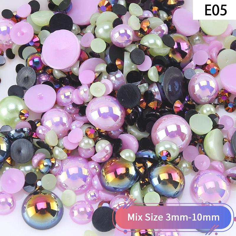 Yantuo 1000g Mixed Packaging Flat Back Pearls Resin Rhinestone Jelly Rhinestones Bulk Abs Loose Pearl for DIY Decoration