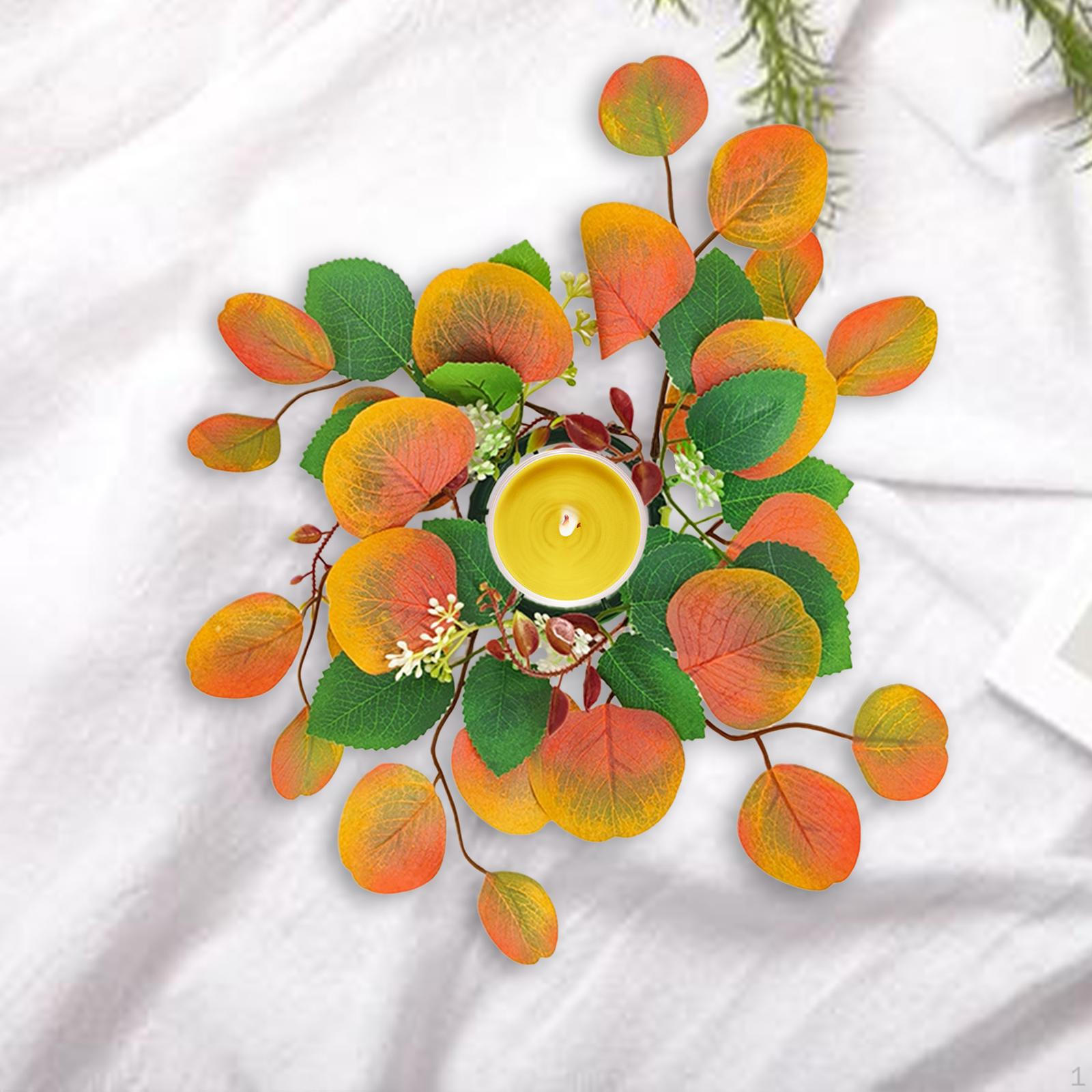 

Искусственные листья эвкалипта свеча кольцо венок подсвечник стол центральные украшения для свадьбы оранжевый