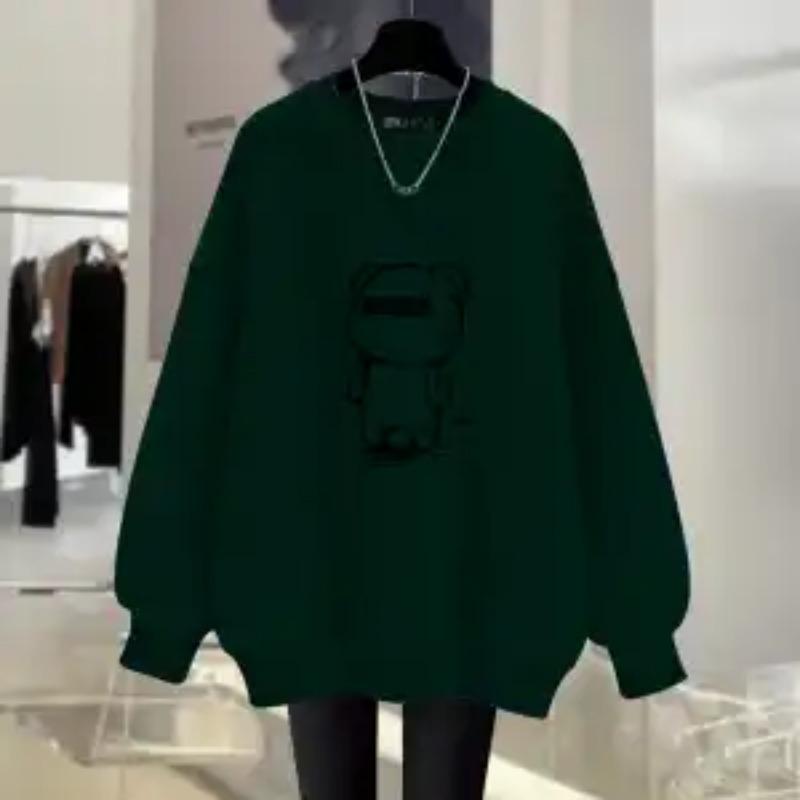 Women Spring and Autumn New O-Neck Pullover Fashion Printing Sweatshirts Casual Loose Versatile Long Sleeve Medium Length Tops