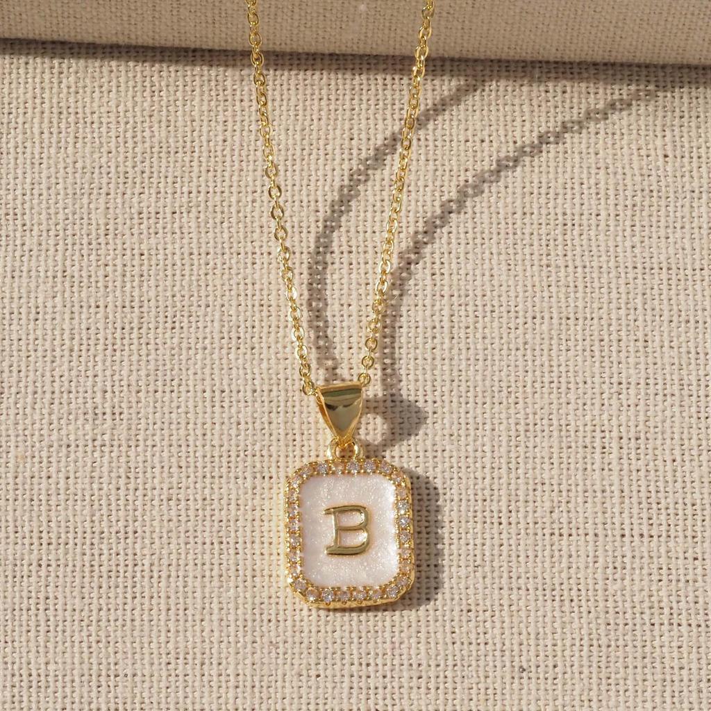 Trendy Gold-Plated A-Z Initial Pendant Necklace with Enamel Finish