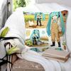 Hatsune Miku Print Short Plush Throw Pillow/Sofa Cushion/Simple Nap Mat/Office Lumbar Support Cushion, Anime Home Decor