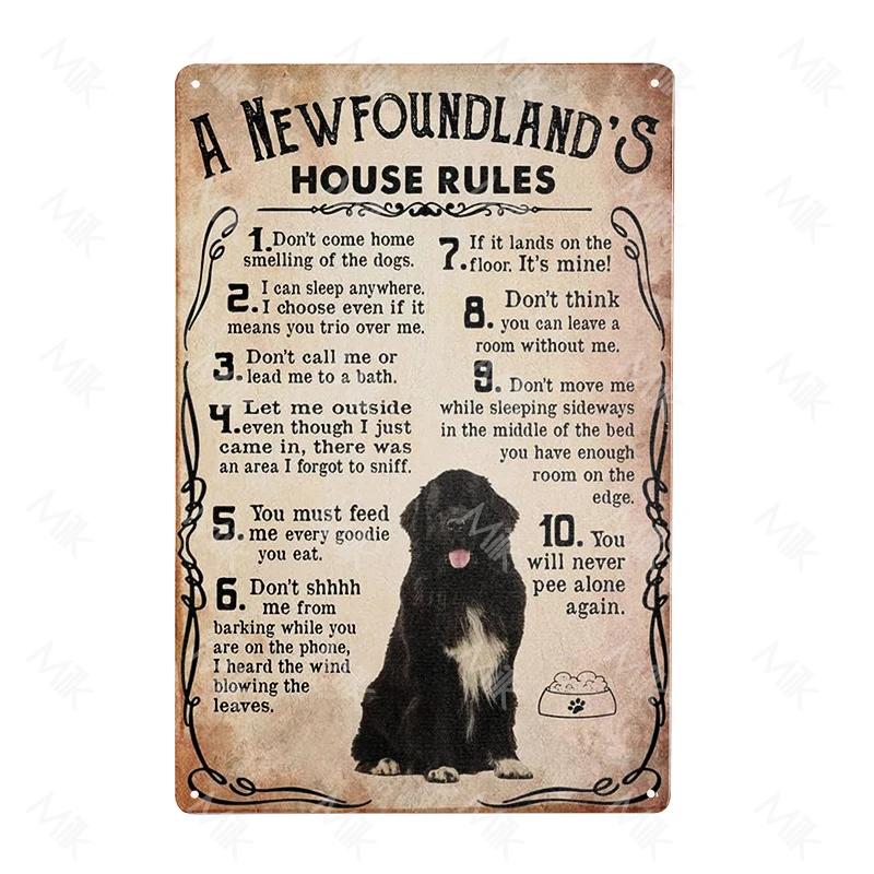 Metal Poster Newfoundland Dog Tin Sign Plate Retro Decor Cafe Home Pet Shop Bedroom Beach Vintage Home Decor Wall Art Plaque