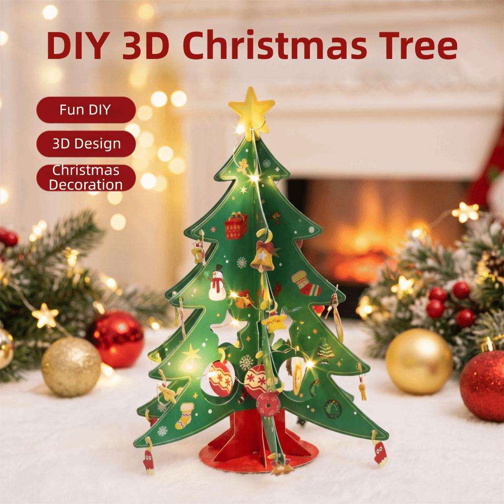 LED Christmas Tree DIY Craft Kit Colorful Desktop Christmas Ornament Tabletop Xmas Tree Christmas
