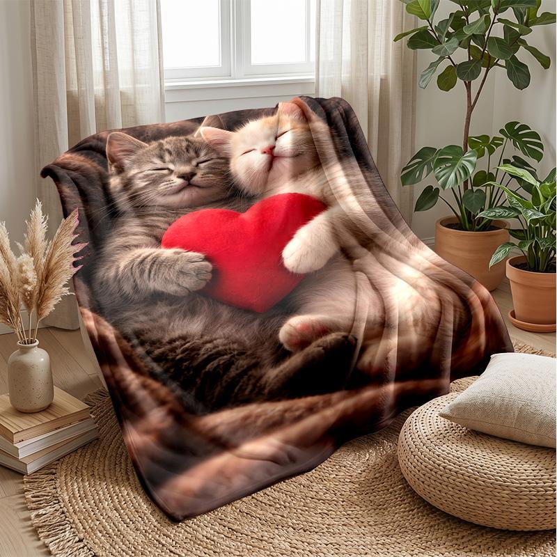 Kittens Playing with Butterflies in Forest Theme blanket Lightweight Warm Flannel Blanket Decorative Throw Blanket for Home Decoration