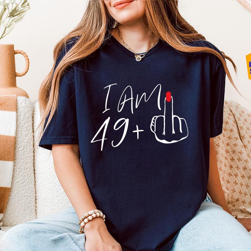 50th Birthday Party Tee for Mom I Am 49 Middle Finger T Shirts Birthday Party Tshirt 50th Birthday Gifts for Women Tshirt Tops