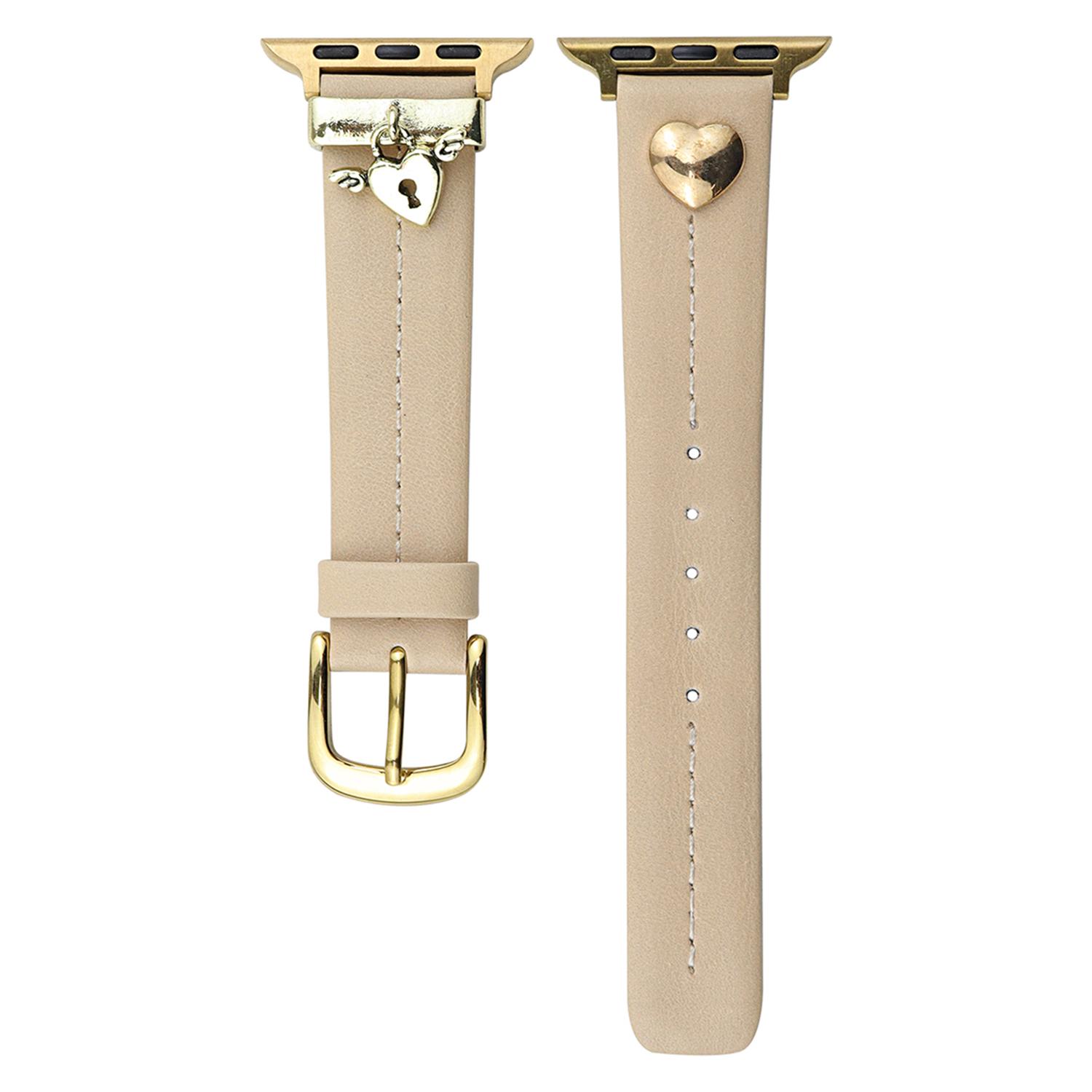 

Кожаный ремешок для Apple Watch Series 10 9 8 7 SE 6 5 4 3 2 1 42 мм 41 мм 40 мм 38 мм с кожаным ремешком и подвеской в виде сердца E