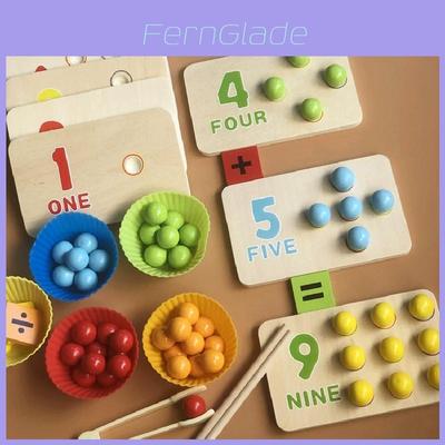 Placa de Aprendizagem com Contas e Clipe Aritmético Multifuncional de Madeira Conjunto de Brinquedos Quebra-Cabeça Infantil Para Aprendizagem Precoce