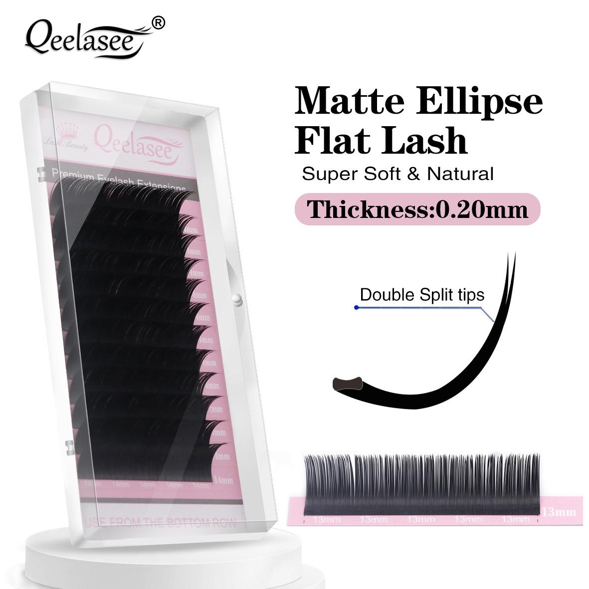 Qeelasee Soft Flat False Eyelashes, 0.20mm Split Tips, Densely Arranged Hairs 0.20 CC-Curl