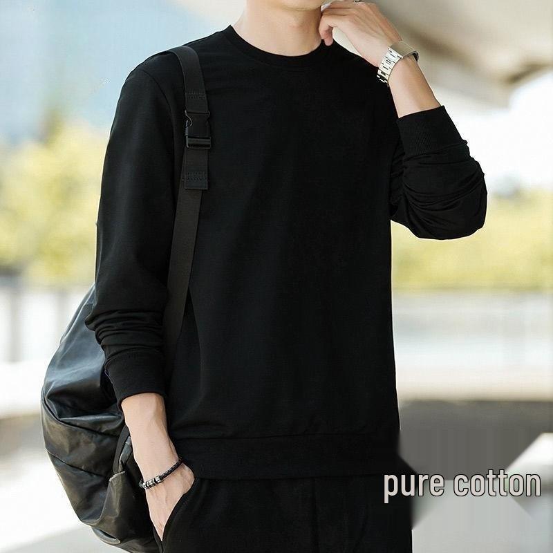 Men s Woodpecker Hoodie Long Sleeve Plus Velvet Casual Round Neck T-shirt for Autumn/Winter L