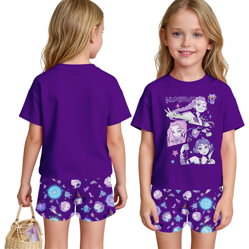 Children's Casual Short Sleeve And Shorts Letter Print Set