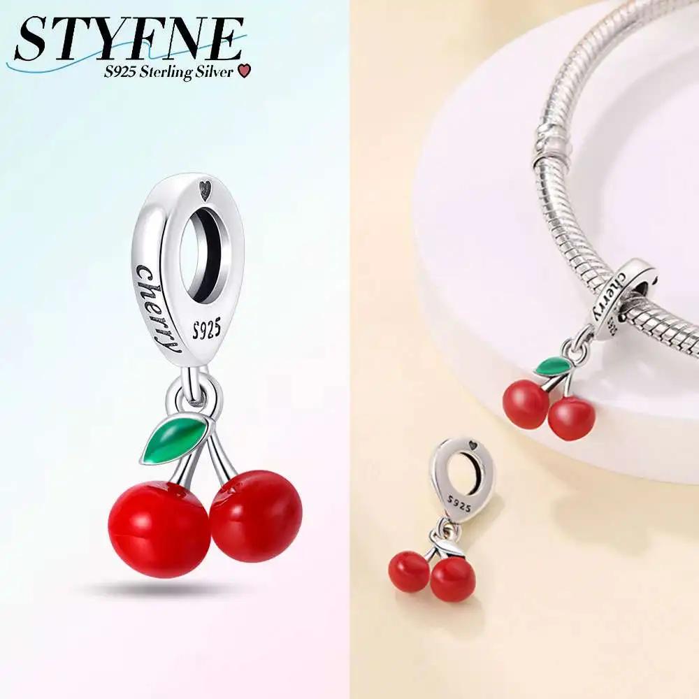 Strawberry Cherry Apple Avocado Fruit Charms Pendants Bead Fit Diybracelet Originalcopper Birthday Jewelry Fine Gift