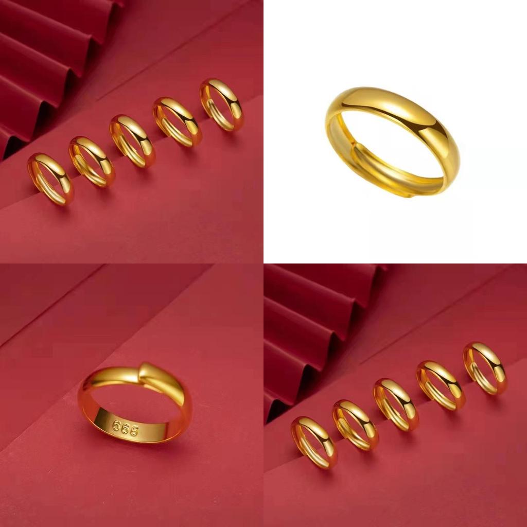 Elegant Unisex Gold Plated Ring For Couples Adjustable Open Band With Geometric Style