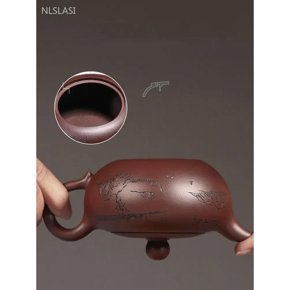 250ml Chinese Yixing Purple Clay Tea Pot Ball Hole Filtration Teapot Custom Beauty Tea Infuser Tradition Zisha Tea Accessories