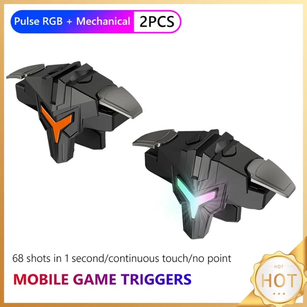 1/2pcs RGB/Mechanical 4 Finger Mobile Gaming Trigger for PUBG Mobile Game Joystick Trigger Pulse Key Button for Mobiles Phones 5