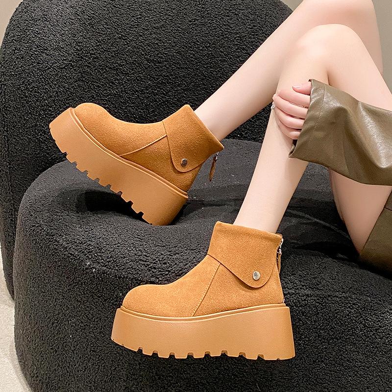 Women's Large Size Lace-up Soft Sole Winter Warm Fur One Snow Boots Padded Lined Ankle Boots Anti-slip Hiking Sports Snow Boots