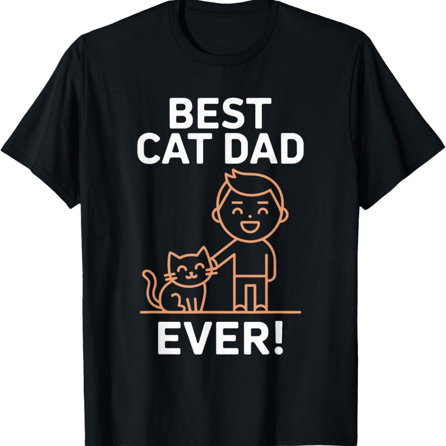 

Funny Cat Dad Line Art for Feline Lovers T-Shirt for Men Women Kids XXXXXL чорний