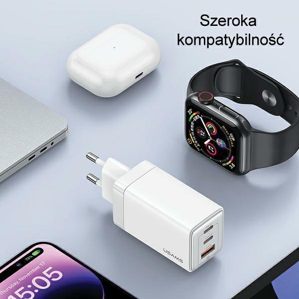 Usams Ład. Siec. 2Xusb-C+1Xusb 65W(Only Head) Gan Pd3.0 +Qc3.0 Fast Charging Czarny/Black Sandru Series Cc180Tc01 (Us-Cc180)