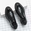 Fashion Official Website Hot Selling Men's Leather Casual Shoes Thick Soled High-end Brogue Shoes White Men's Work Shoes Elegant New