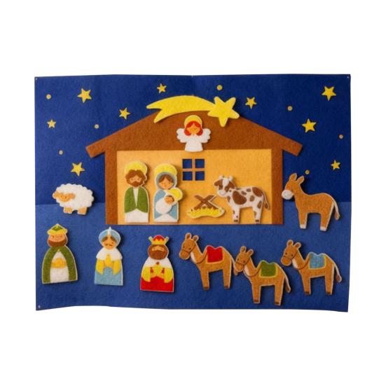 DIY Felt Nativity Scene Set Interactive Christmas Storyboard with Soft Figures Educational Religious Toy for Kids & Family Holiday Tradition