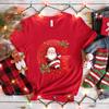Santa AZ Alphabet Womens Tshirt Christmas Party Casual Tee with Graphic Print Holiday Fashion Y2k Tops for Female Clothing