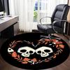 1pc Skulls Heart Office Round Area Rug,  Mat Suitable For Office, Under Office Chairs Bedroom Living Room Home Decor, Room Deco