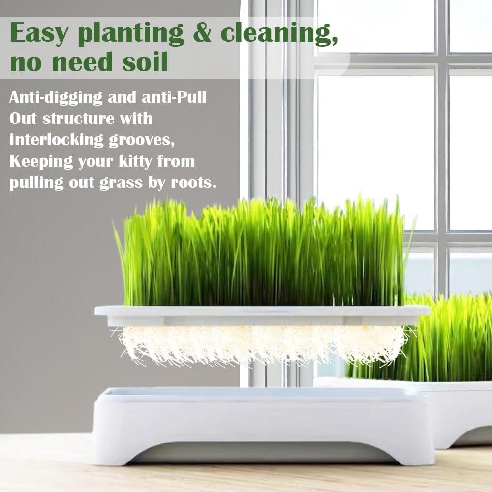 Plastic Cat Grass Planter Self-planted Tray Growth System Soil-Free Nursery Box 3 Layer Cultivation Pot Hydroponic Tray