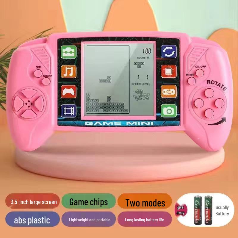 Nostalgic Retro Russian Tetris Handheld Game Console with Large Screen for Children's Play.