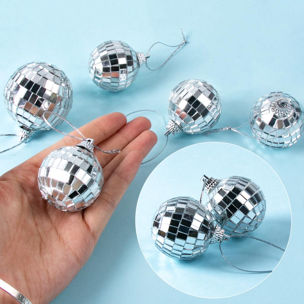 3-10cm Spegel Discobollar Prydnad Silver Discoboll Hängande Dekoration Reflekterande Boll för 70-tals Discobelagd Fest Bar Möhippa