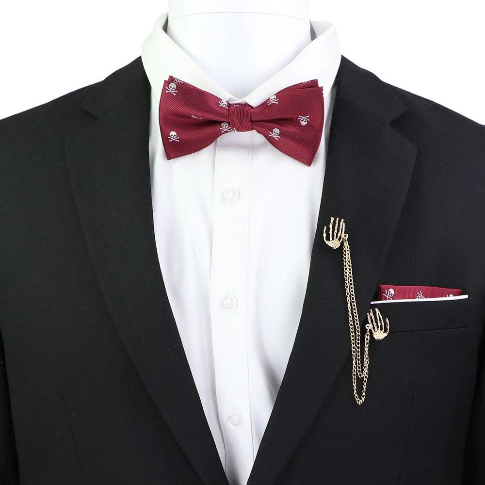 Набір краваток-метеликів, візерунок із зображенням черепа-дракона, чоловіки, платок із метеликами, брошка з китицями, весілля, вечірка на Хелловін,